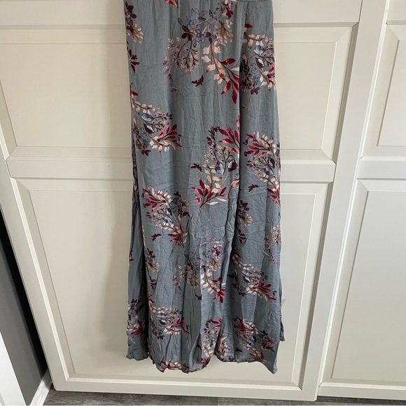 Lulus Fiorire Slate Blue Floral Print Wrap Maxi Dress 20577 - Picture 6 of 13